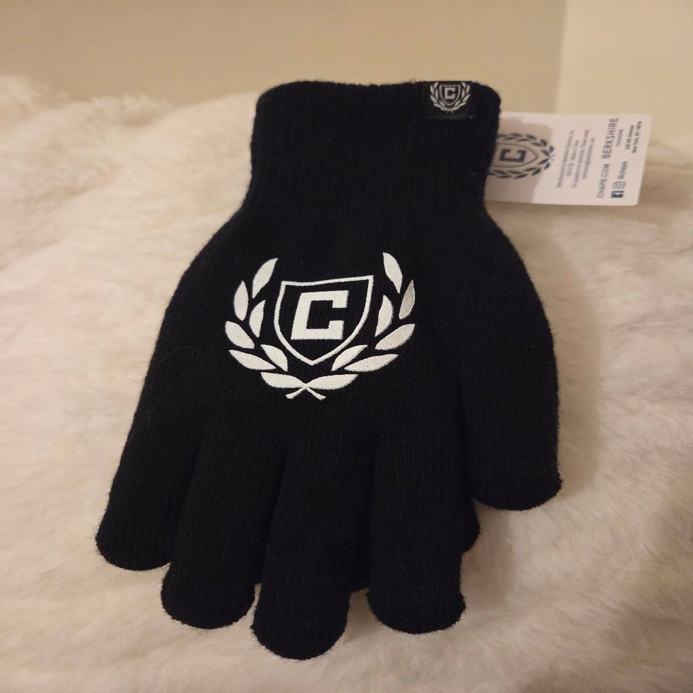 Women's Chaps Black & White Logo Knit Gloves with grip One Size